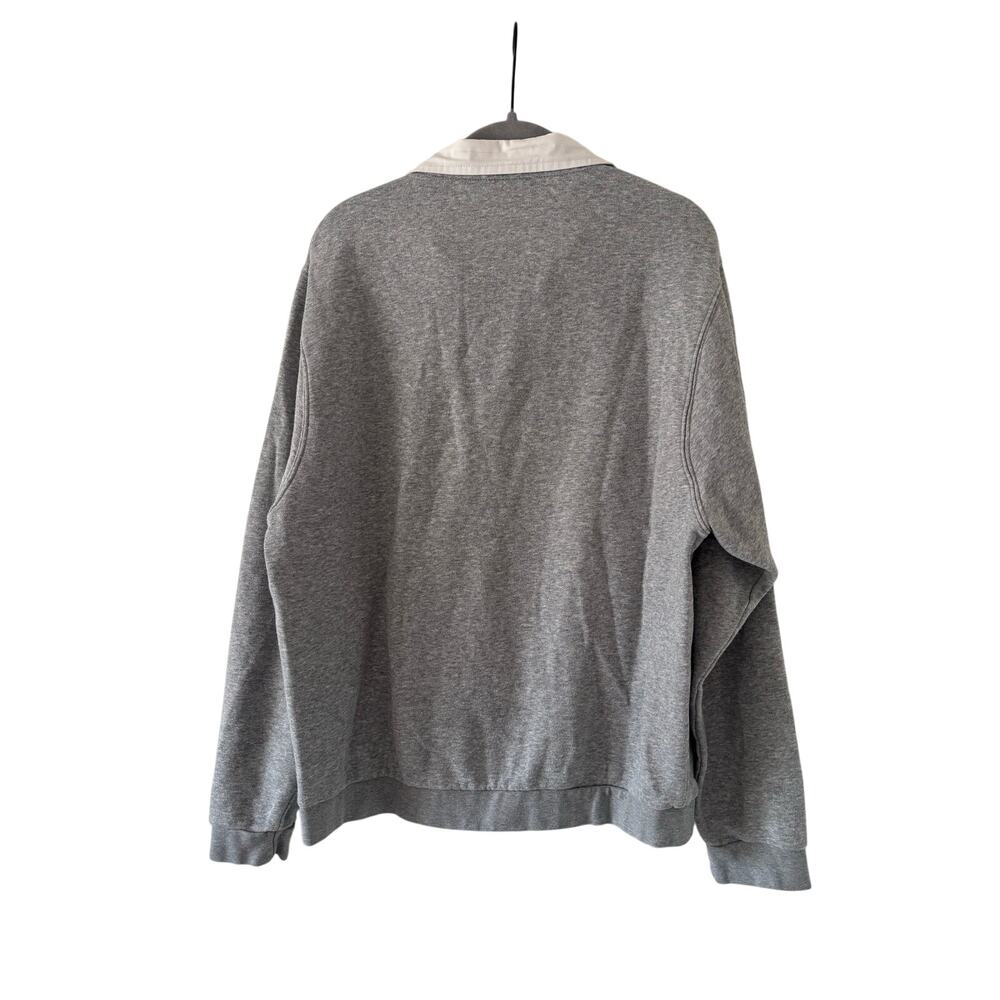 Nike Polo Sweatshirt Gray White Collar Pullover Fleece Logo Men’s Medium M - Picture 4 of 5